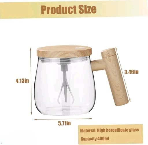 Self-Stirring Coffee Mug 400ml – Borosilicate, Rechargeable - Image 2