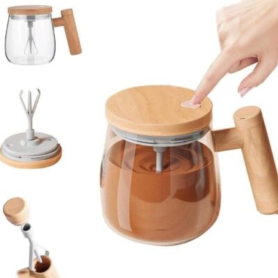 Self-Stirring Coffee Mug 400ml – Borosilicate, Rechargeable