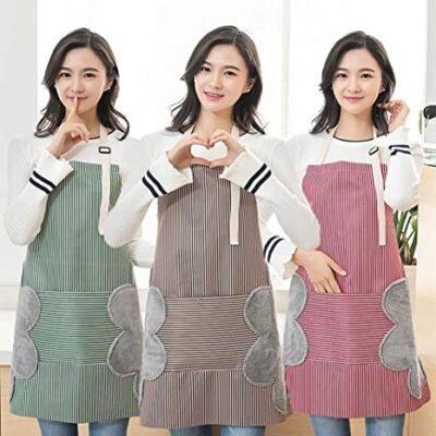 Cooking Apron | Adjustable Waterproof Chef Apron with Pocket and 2 Side Coral Velvet Towels for Hands Wiping(pack of 1)