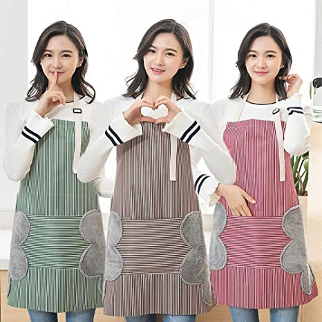 Cooking Apron | Adjustable Waterproof Chef Apron with Pocket and 2 Side Coral Velvet Towels for Hands Wiping(pack of 1)