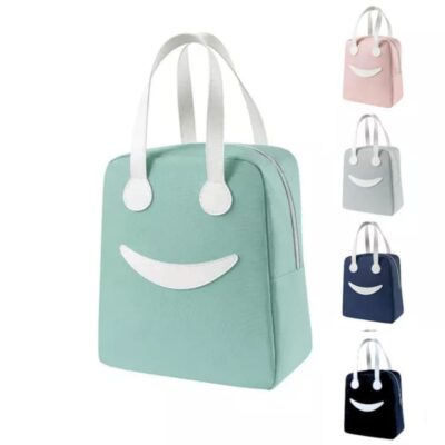 Big Size Insulated Lunch Bag with Smile Design (Green Big)