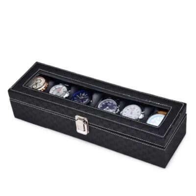 Men Women 6 Slots Watch Organizer Leatherette Gift Box
