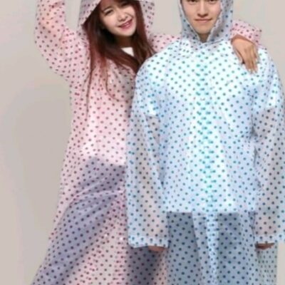 EVA Dotted Raincoat with Hood Transparent Water Resistant Rainwear Bike Rainsuit for Men & Women (Universal, Random)