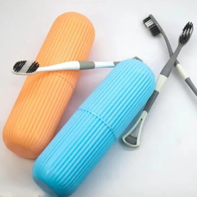 Capsule Shape Travel Tooth Paste Toothbrush Holder (Multi-Color, Pack of 2)