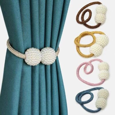 Pearl Decorative Magnetic CurtainTie Rope/ TieBacks(2 pair 4 pcs)