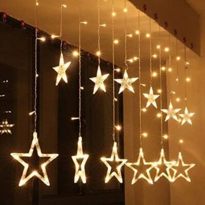 (2.5 mtr, 138 LED, 6+6 Star), Curtain String Lights with 8 Flashing Modes