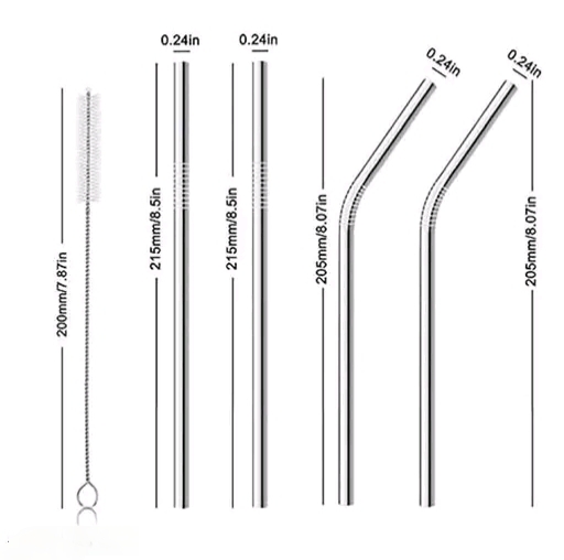 Stainless Steel Drinking Straws (Set of 4) with A Cleaning Brush - Image 3
