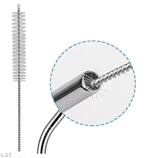 Stainless Steel Drinking Straws (Set of 4) with A Cleaning Brush - Image 2