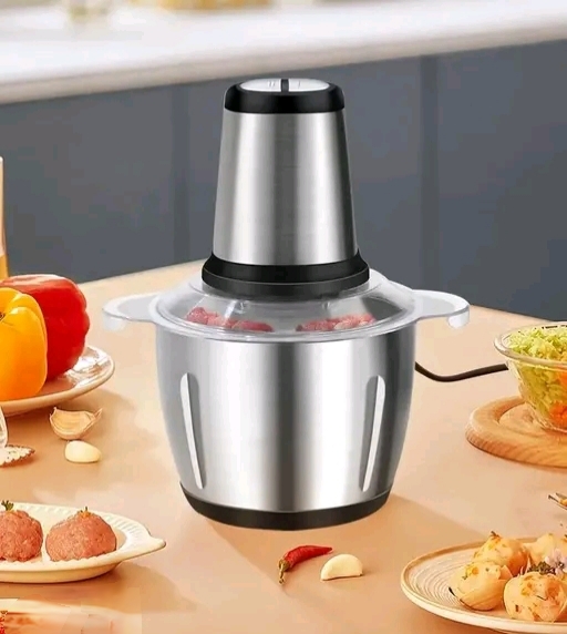 Electric Meat Grinder & Food Chopper 2L Stainless Steel Bowl(Silver)