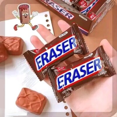 2 Pieces Snickers Chocolate Shape Pencil Erasers, Non-Toxic Rubber