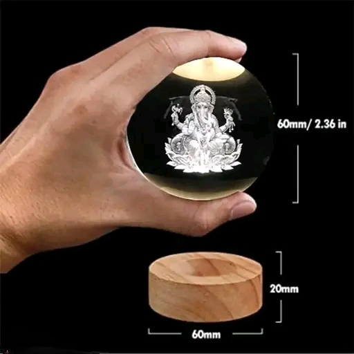 3D Crystal Ball Night Lamp (Ganesh Jee) - Image 2