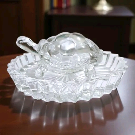 Crystal Turtle with Plate for Good Luck