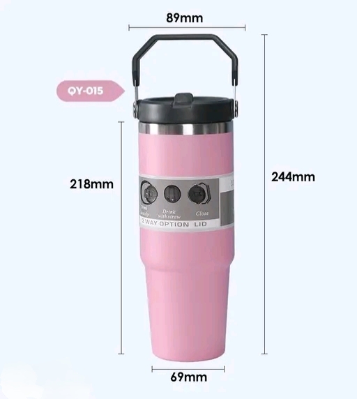 900ML Stainless Steel Tumbler with Straw - Image 4