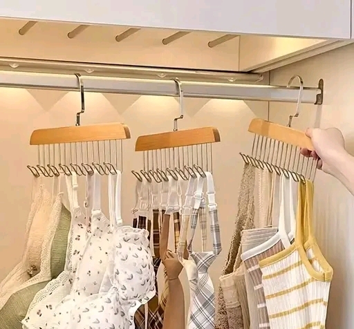 8 Hook Adjustable Wooden Clothes Hanger - Image 4