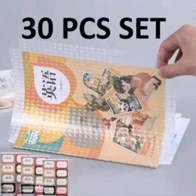 Transparent Paper Sticker Book Cover [30 Pcs- 3 Different Sizes -10 Each]
