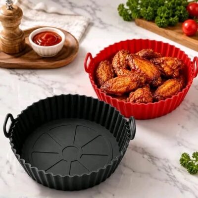 Round Silicone Air Fryer Tray – Reusable, Non-Stick, Heat-Resistant  - Multicolor